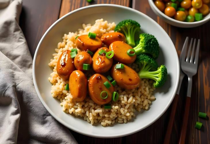 Spicy Tsos Chicken with Rice and Broccoli